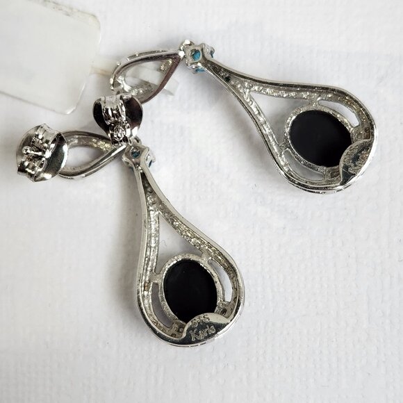 NWT 925 Natural Blue Ridge Opal Triplet & Apatite Art Deco Style Stud Earrings - Picture 10 of 14